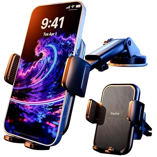 NO.1 Best?Fixed Integrated 122lb?Military-Grade Car Phone Holders Windshield Dashboard Vent?Upgraded Suction & Clip?Cell Phone Mount with Patent