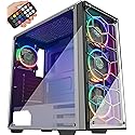 MUSETEX USB 3.0,ATX Mid-Tower Chassis Pre-Installed Voice Remote Control & 2 Translucent Tempered Glass Panels, Decent Cable Management/Airflow Gaming
