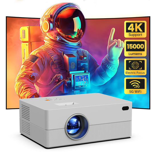 [Electric Focus] Mini Projector with WiFi and Bluetooth, Native 1080P Portable Projector Supported 4K, 15000L Outdoor Projector for Home Theater