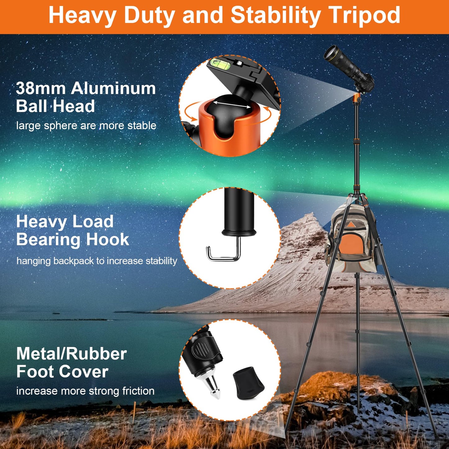 JOILCAN Tripod for Camera, 81" Aluminum Camera Tripod Stand, 83" DSLR Tripods & Monopods, Heavy Duty Travel Tripod for Binoculars Spotting Scope