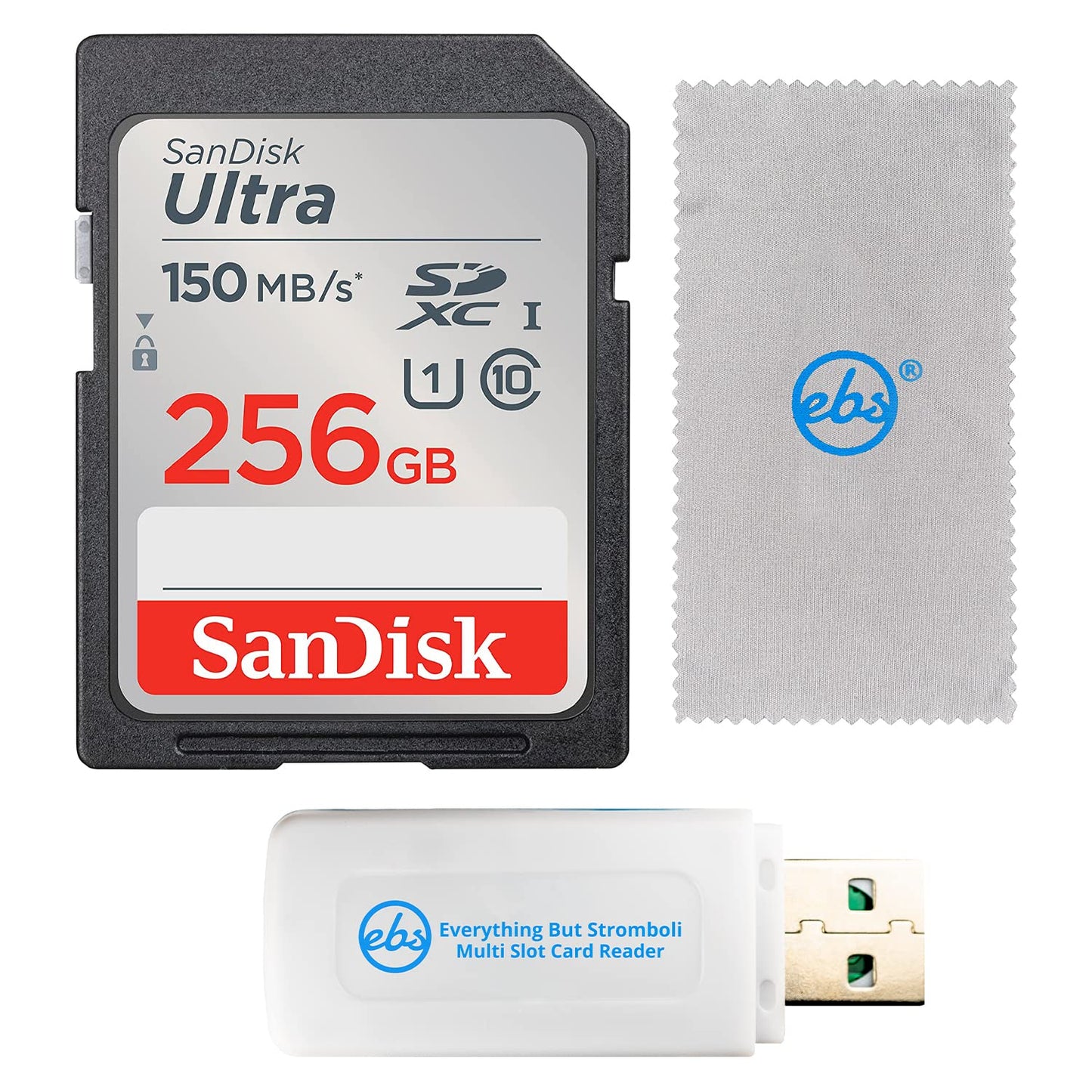 SanDisk 256GB SDXC Ultra Memory Card Works with Canon EOS Rebel T7, Rebel T6, 77D Digital Camera (SDSDUNC-256G-GN6IN) Bundle with Everything But
