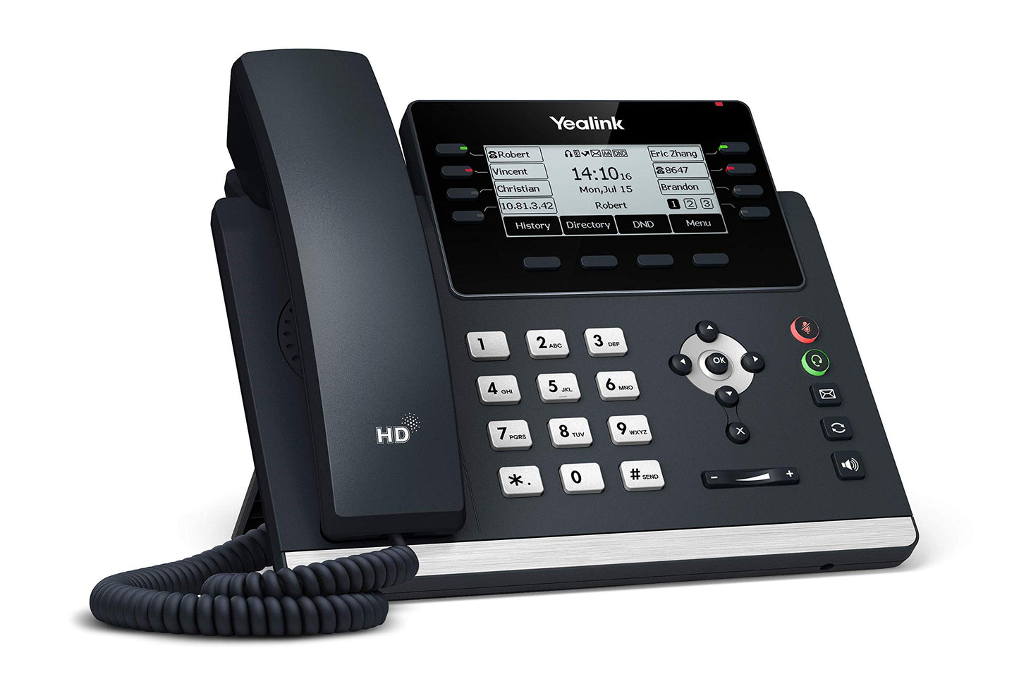 Yealink T43U IP Phone, 12 VoIP Accounts. 3.7-Inch Graphical Display. Dual USB 2.0, Dual-Port Gigabit Ethernet, 802.3af PoE, Power Adapter Not Included