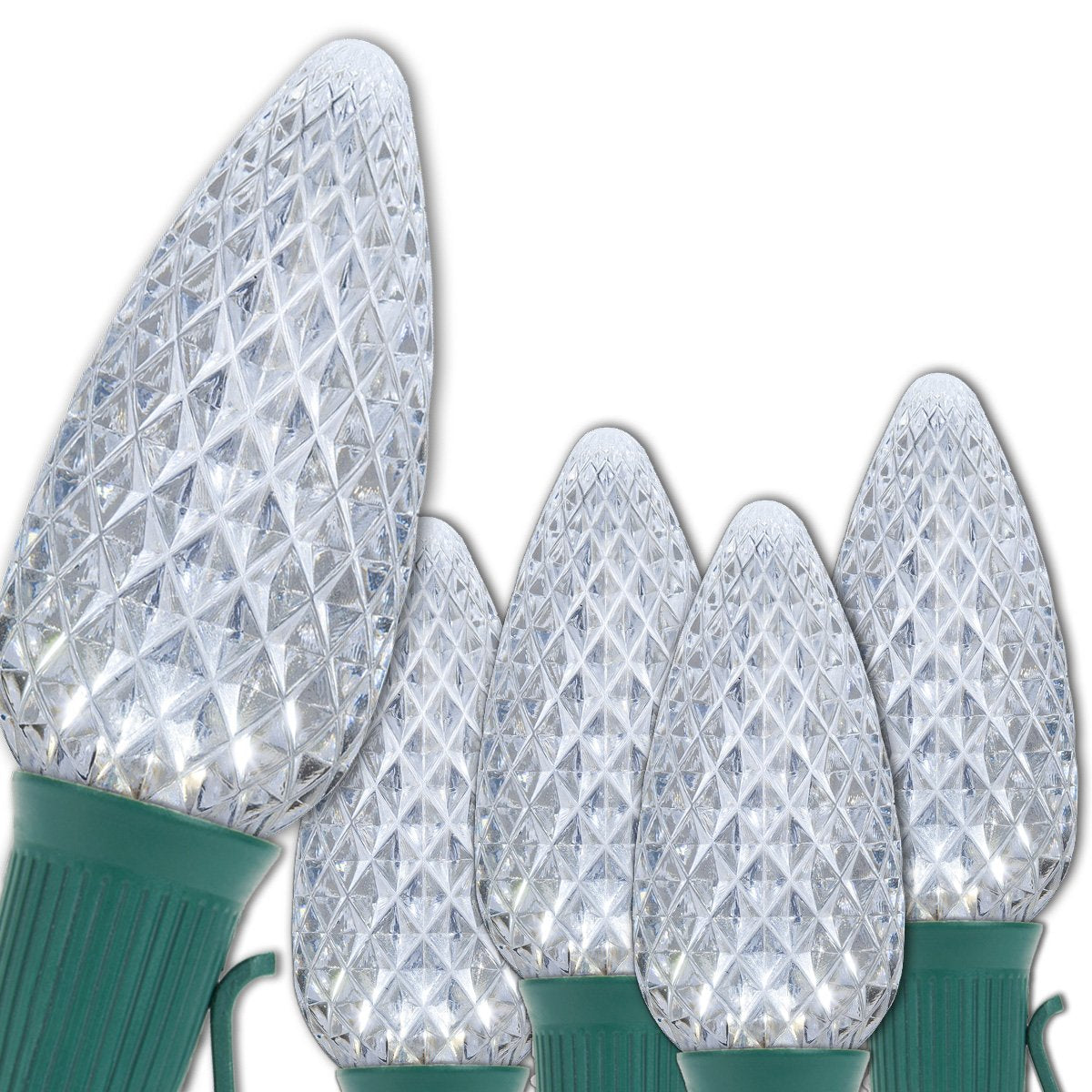 Wintergreen Lighting 50 C9 OptiCore LED Commercial Outdoor Christmas Lights - Heavy Duty Christmas String Lights; Green Wire (50 ft, Cool White)