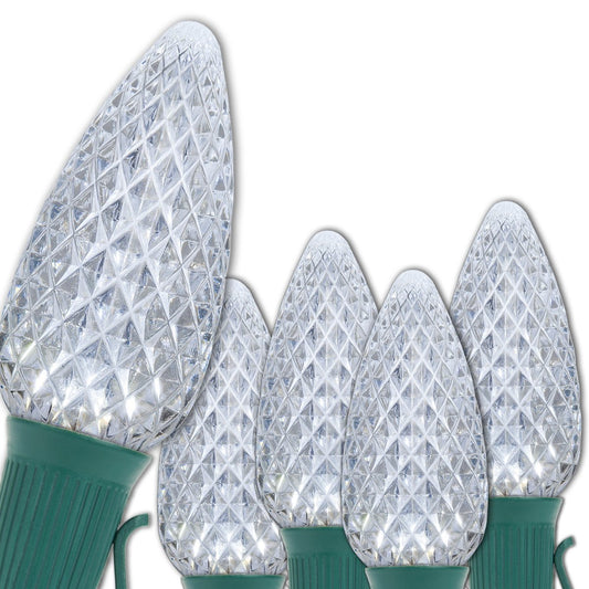 Wintergreen Lighting 50 C9 OptiCore LED Commercial Outdoor Christmas Lights - Heavy Duty Christmas String Lights; Green Wire (50 ft, Cool White)