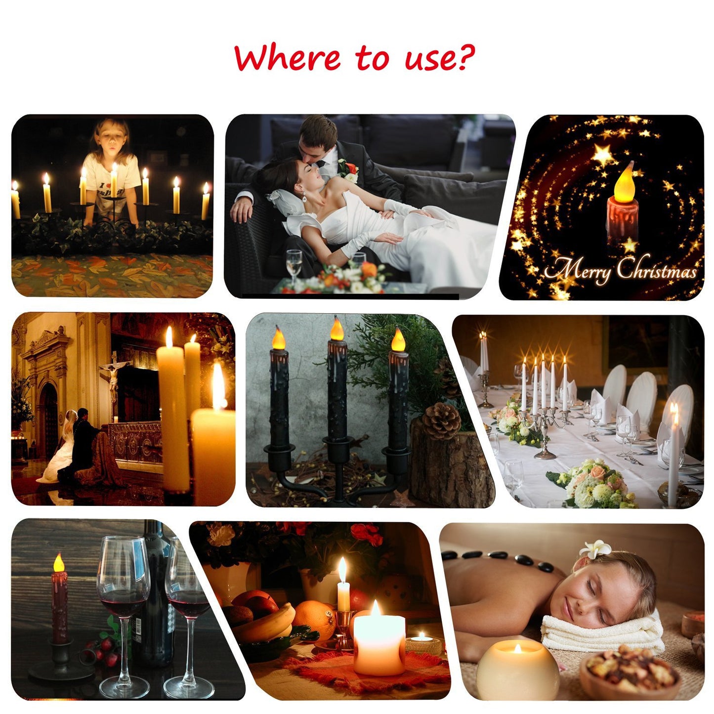 CVHOMEDECO. Real Wax Hand Dipped Battery Operated LED Timer Taper Candles Rustic Primitive Flameless Lights Décor, 4-3/4 Inch, Matt Black, 6 PCS in a