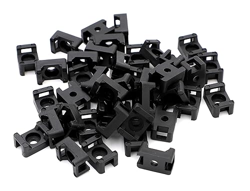 iExcell 100 Pcs Black 4.5mm Cable Tie Base Saddle Type Mount Wire Holder