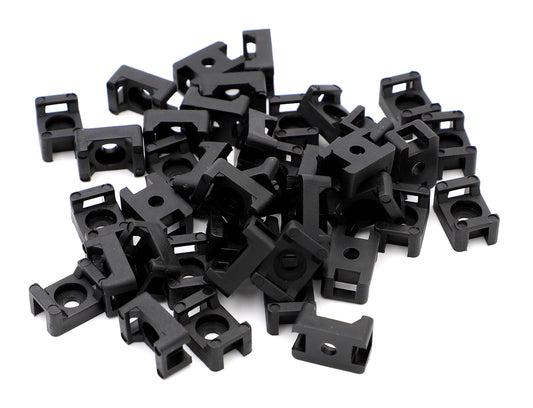 iExcell 100 Pcs Black 4.5mm Cable Tie Base Saddle Type Mount Wire Holder
