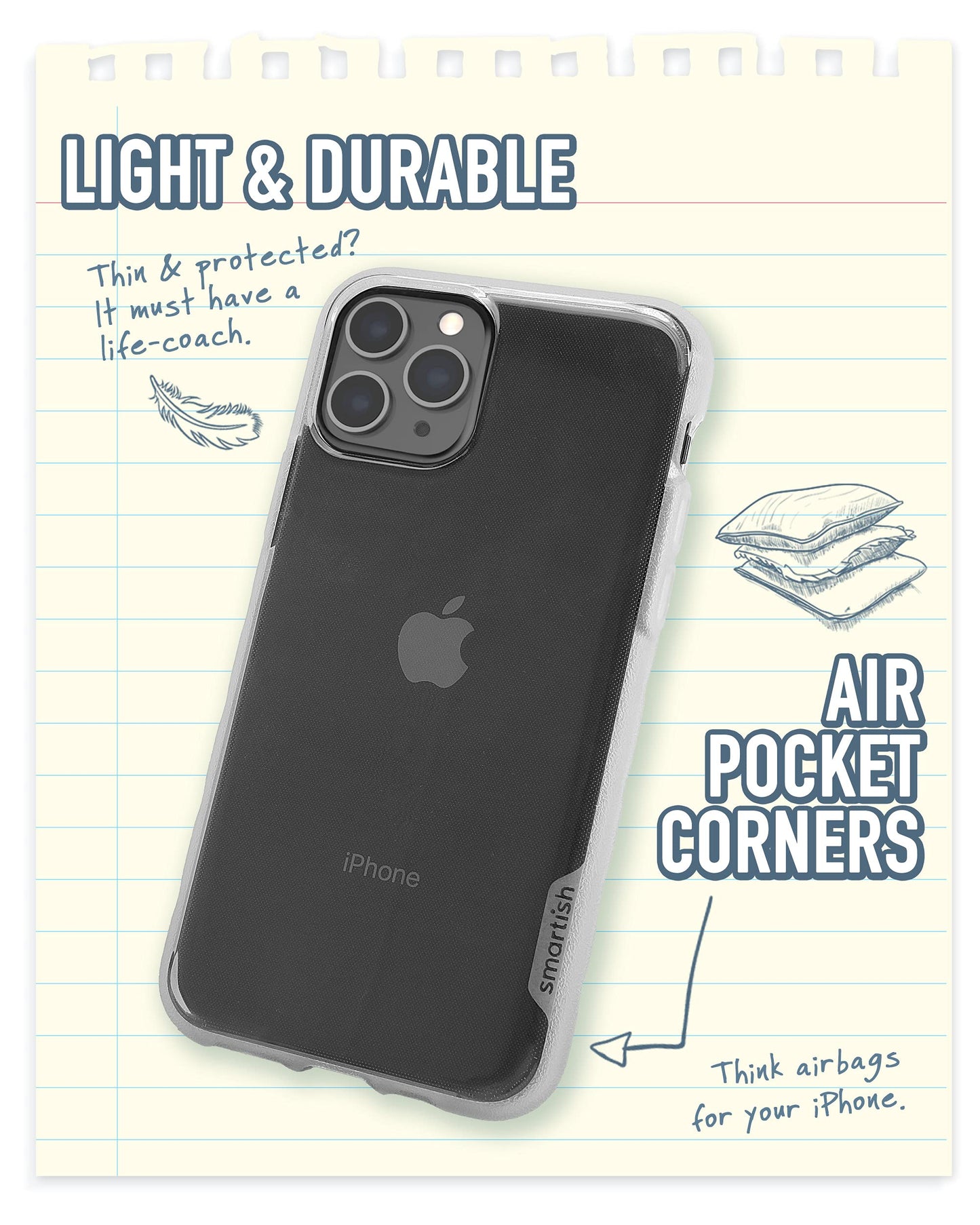 Smartish iPhone 11 Pro Slim Case - Gripmunk [Lightweight + Protective] Thin Cover (Silk) - Nothin' to Hide