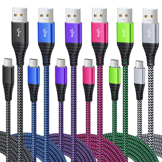 Besgoods USB Type C Charger Cable, 6-Pack 10ft USB C Cable Fast Charging Braided Type C Charger Cord for iPhone 16/15, Galaxy S24 S23 S22 S9 S10 A13