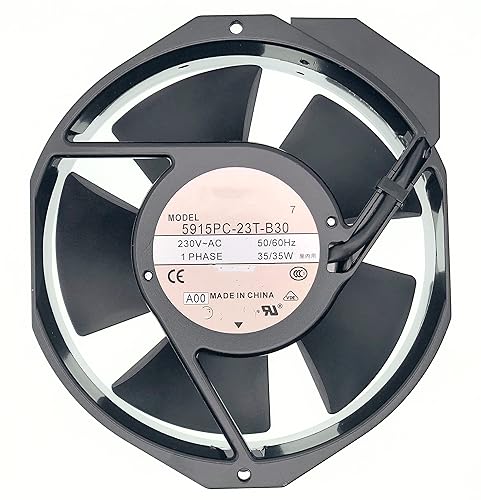 New Aluminum Frame Cooling fan for NMB 5915PC-23T-B30 A00,56 DBA,190 MA, Ball Bearing, 230~AC 50/60Hz 35W, Fan Frame Size: 172x150x38mm ,2-pin.
