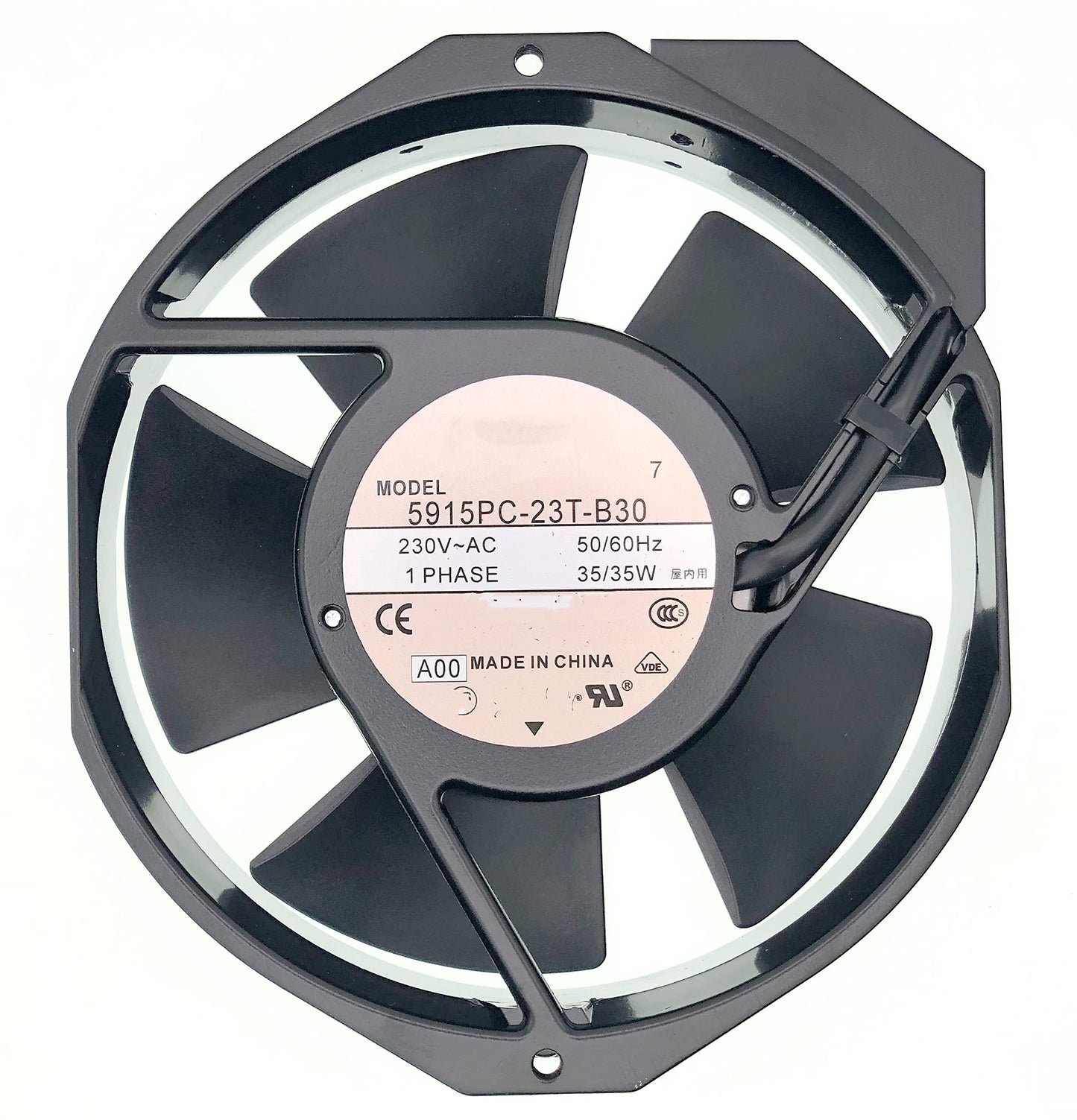 New Aluminum Frame Cooling fan for NMB 5915PC-23T-B30 A00,56 DBA,190 MA, Ball Bearing, 230~AC 50/60Hz 35W, Fan Frame Size: 172x150x38mm ,2-pin.