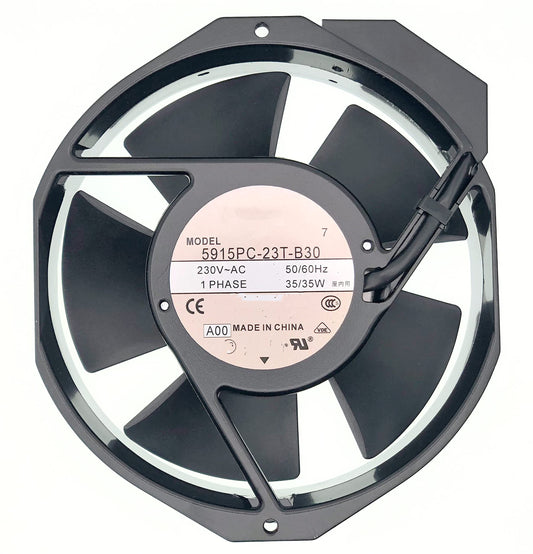 New Aluminum Frame Cooling fan for NMB 5915PC-23T-B30 A00,56 DBA,190 MA, Ball Bearing, 230~AC 50/60Hz 35W, Fan Frame Size: 172x150x38mm ,2-pin.
