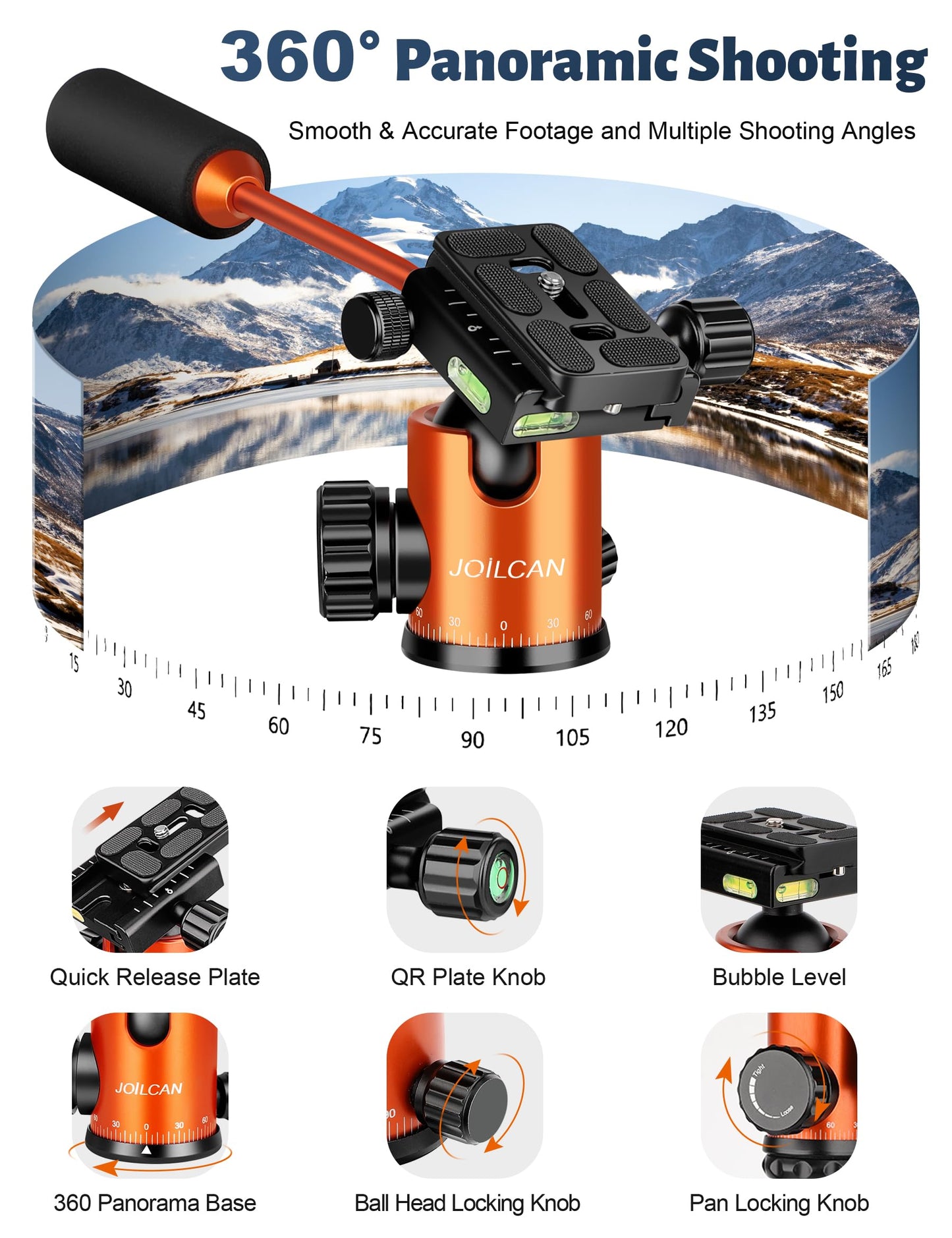 JOILCAN Camera Tripod, 83" Aluminum Tripods & Monopods with Metal Handle, Heavy Duty Tripod for DSLR Camera Lasers Binoculars Telescope Spotting