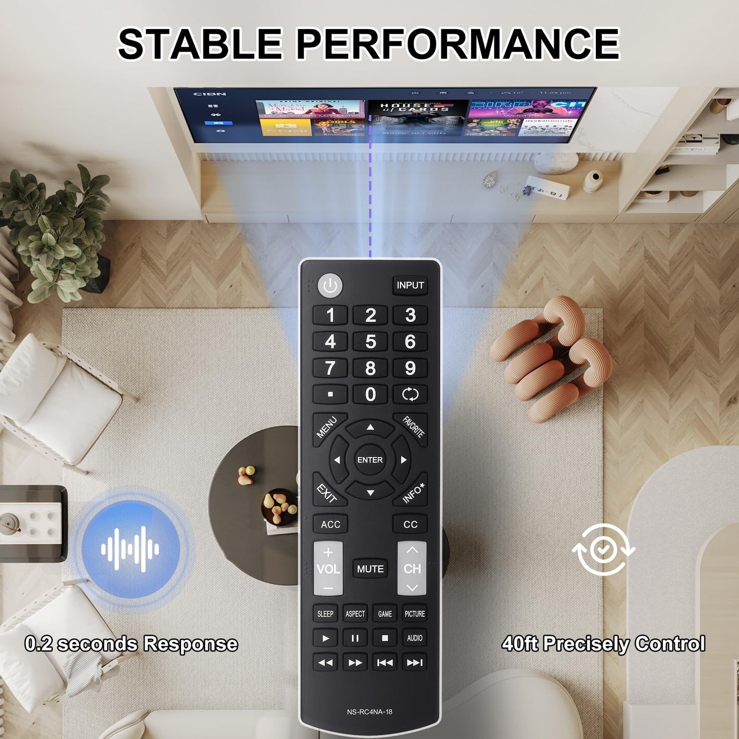 NS-RC4NA-18 Universal Replacement TV Remote Control Fit for All Insignia Smart TVs