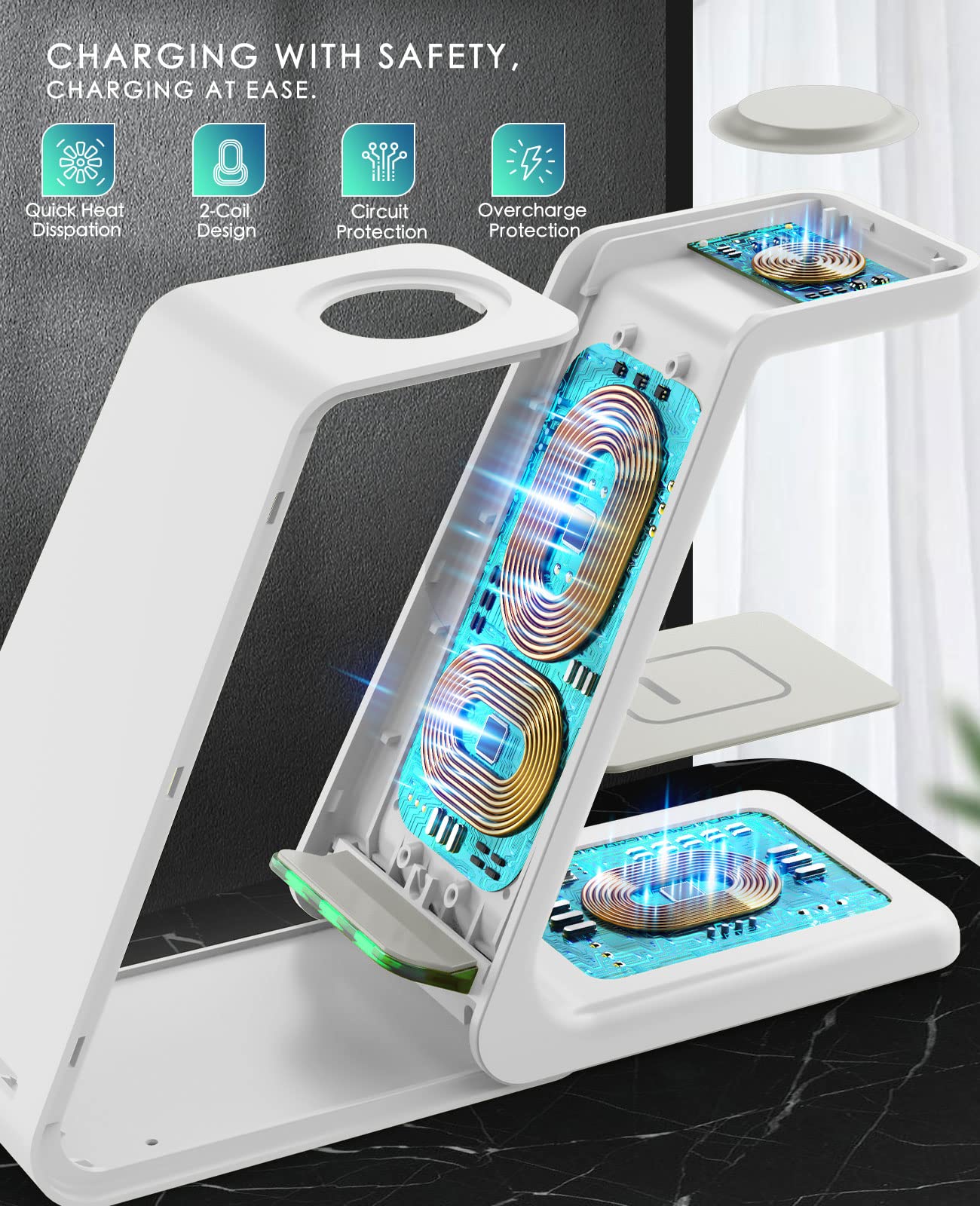 3 in 1 Wireless Charging Station, 2026 Upgraded Fast Desk Charger Station for iPhone 17 16 15 14 13 12 Pro Max Plus, Charger Stand for Apple Watch 11