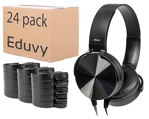 Eduvy Bulk Headphones for Classroom, 24 Pack Durable School Wired Headphones for Students. Teacher Must Haves Supplies from Elementary to College…