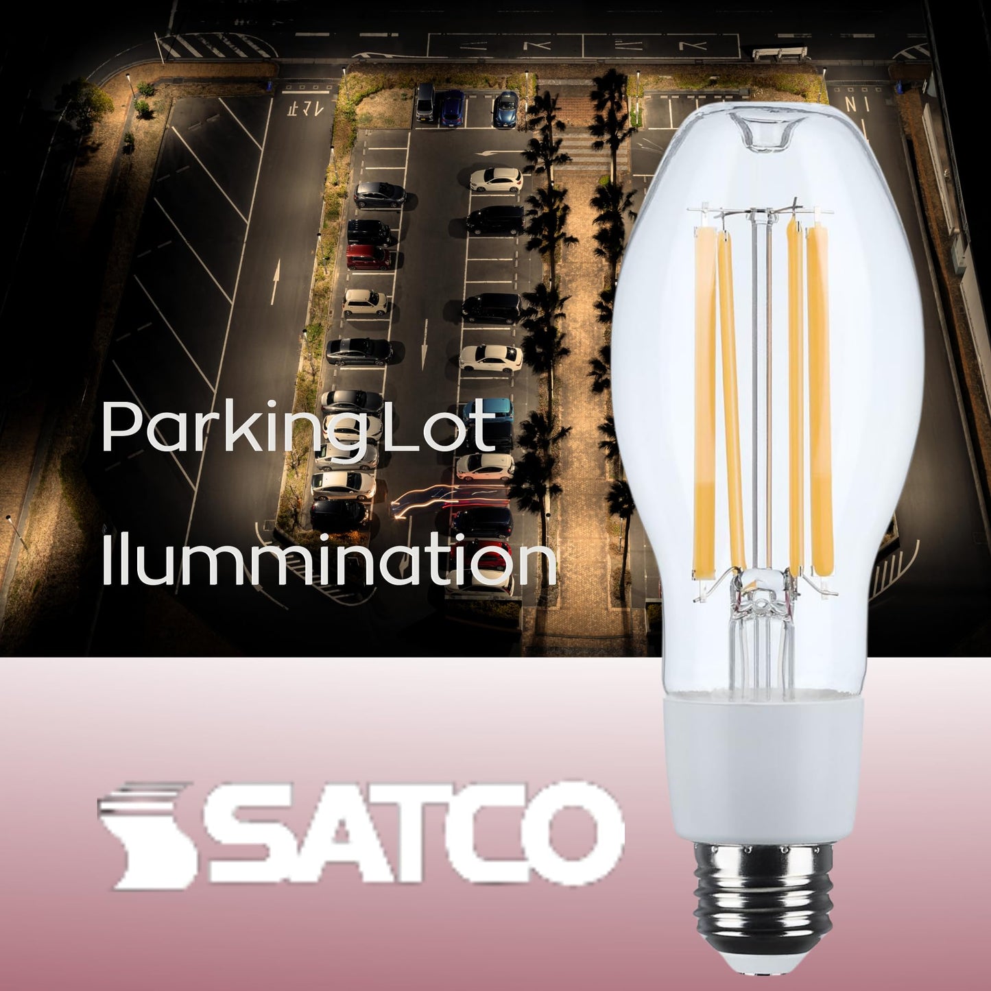 Satco S13180 13.5W LED HID Replacement Bulb, ED17, 2200K Warm Amber, Medium Base (E26), Clear Lens, 120-277V, Ballast Bypass, Enclosed Fixture Rated
