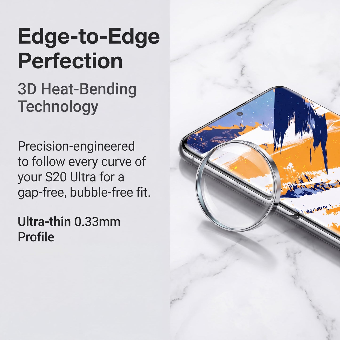 2 Pack Screen Protector for Samsung Galaxy S20 Ultra Tempered Glass with 2 Pack Camera Lens Protector, 9H Hardness HD Clear Anti Scratch Full Coverage