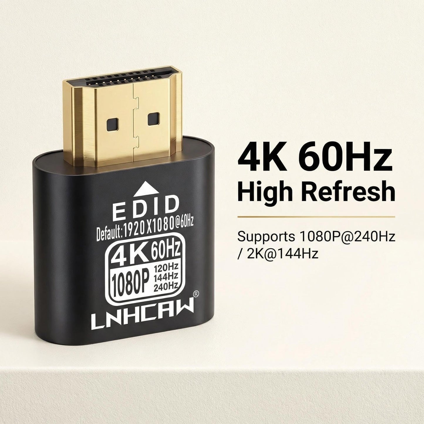 LNHCAW HDMI Dummy Plug 4K HDR 4K@60Hz 2K@120/144Hz 1080P@120/144/240Hz, Virtual Monitor Emulator, EDID Emulator, HDMI Headless Adapter for Remote PC