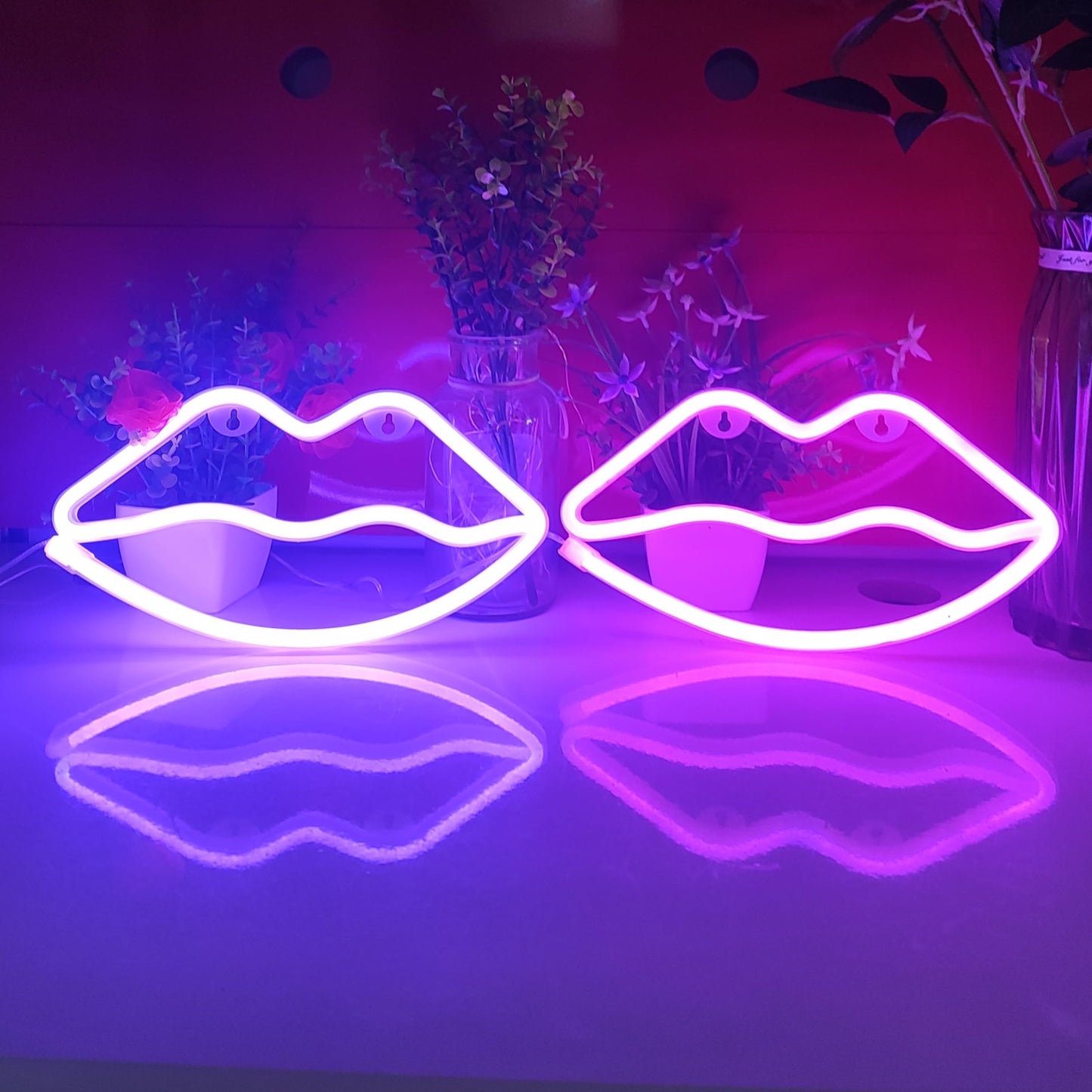 JYWJ Lip Neon Sign,USB or 3-AA Battery Powered Neon Light,LED Table Decoration,Bedroom Wall Decoration,Birthday Gift,Wedding Supplies Business Gift