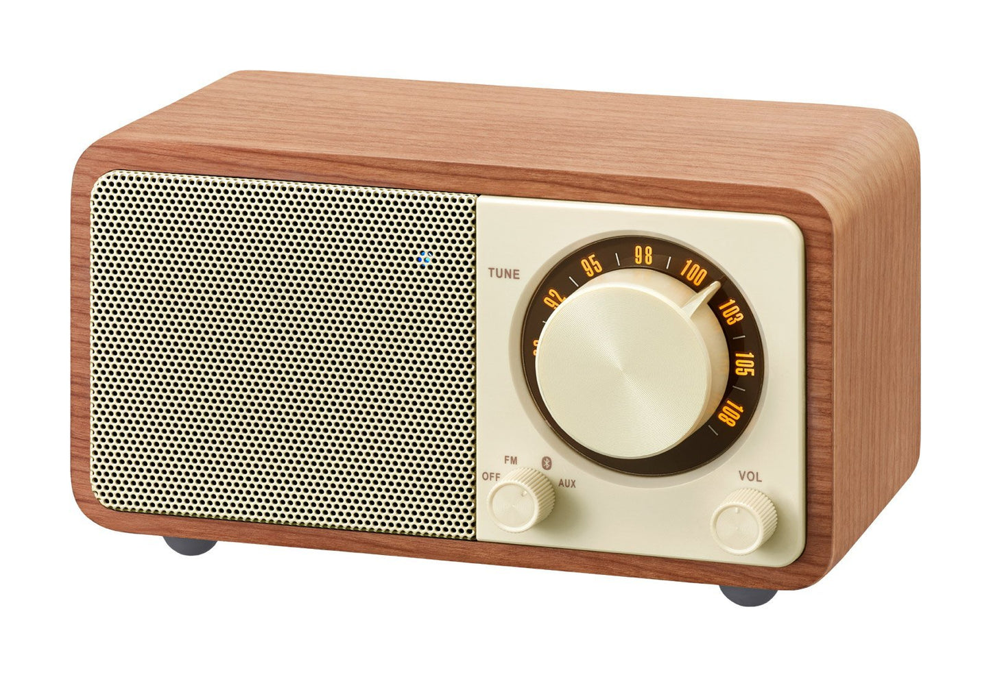 Sangean WR-7WL Wood Cabinet Mini Bluetooth Speaker with FM Tuner and Aux-in Walnut/Wood (Certified Refurbished)