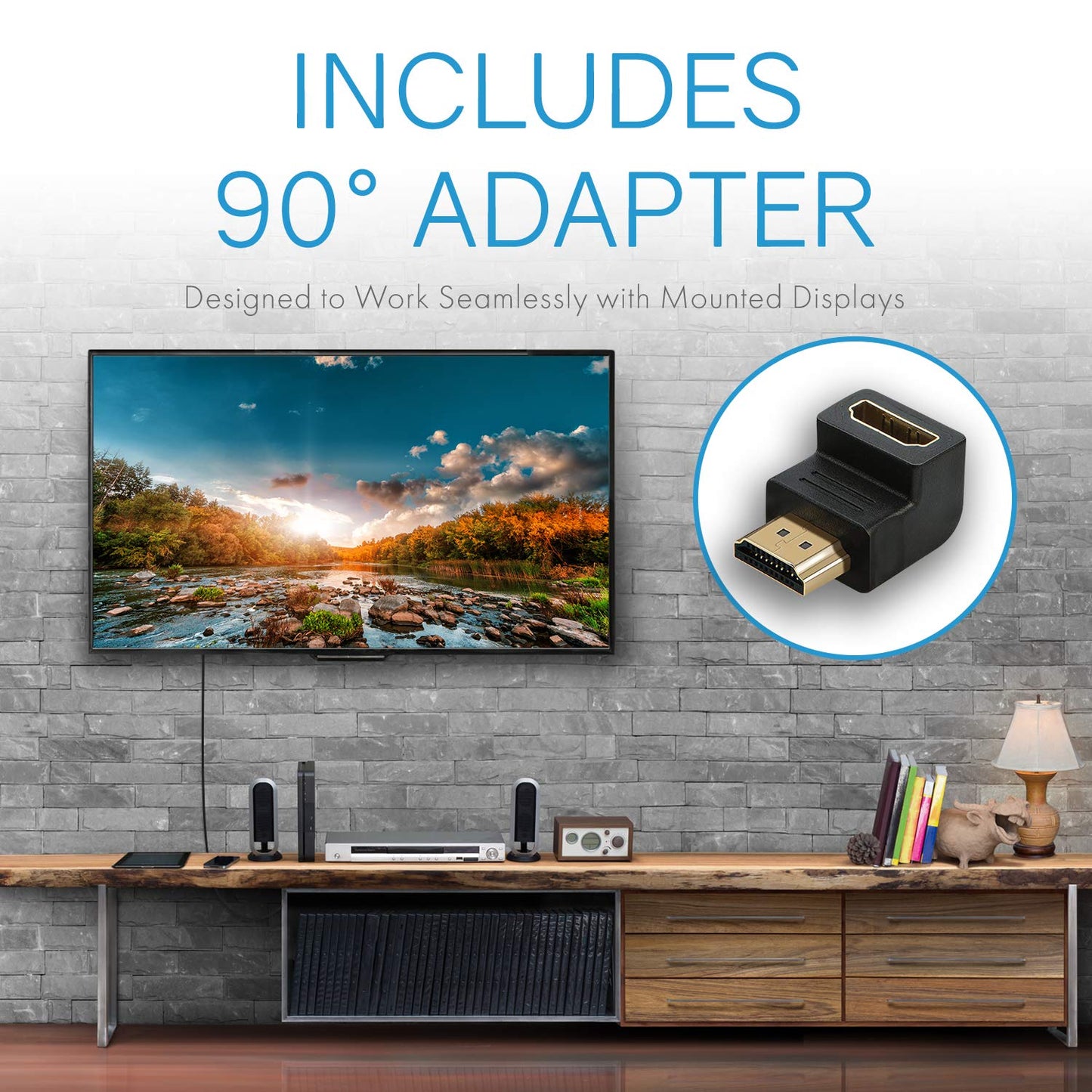 Realm 4k HDMI Cable & Adapter, Gray, 6 feet, RLMH9GR
