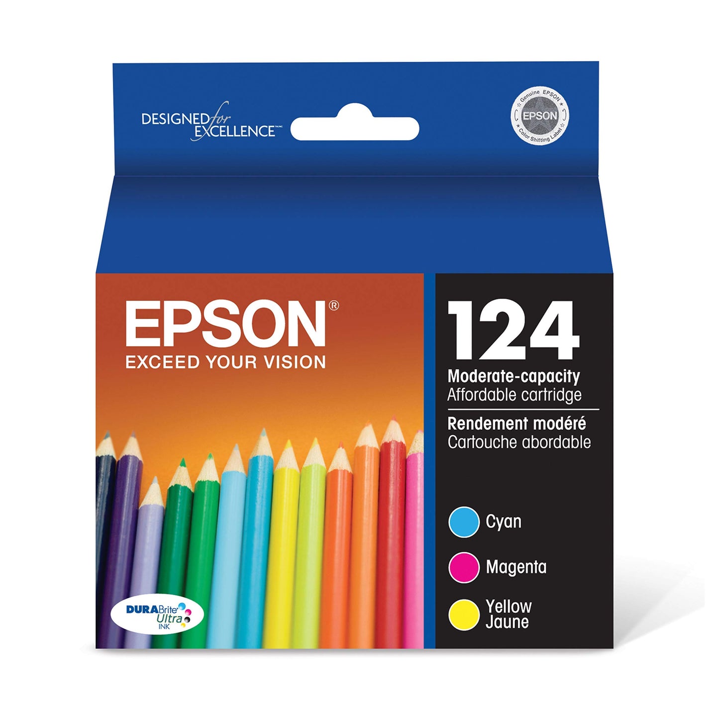 Epson 124 DURABrite Ultra Ink Standard Capacity Color Combo Pack (T124520-S) Works with Stylus NX-125, 127, 130, 230, 330, 420, 430, Workforce WF-320