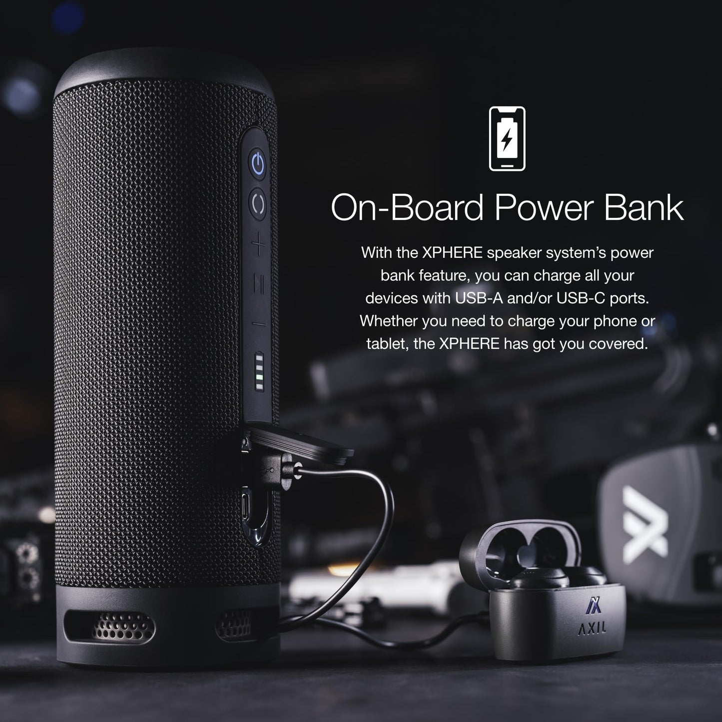 AXIL XPHERE Wireless Bluetooth Speaker - Portable Wireless Speaker for Outdoor Enjoyment - Surround Sound for 24H of Playtime - Outdoor Companion