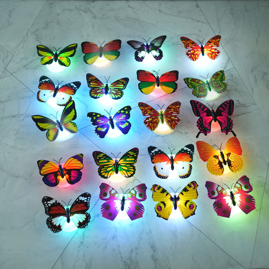 Cynzia LED Butterfly Night Lights, 40Pcs 3D Glowing Butterfly Decoration Light Colorful Wall Stickers Light for Bedroom, Garden, Backyard, Lawn