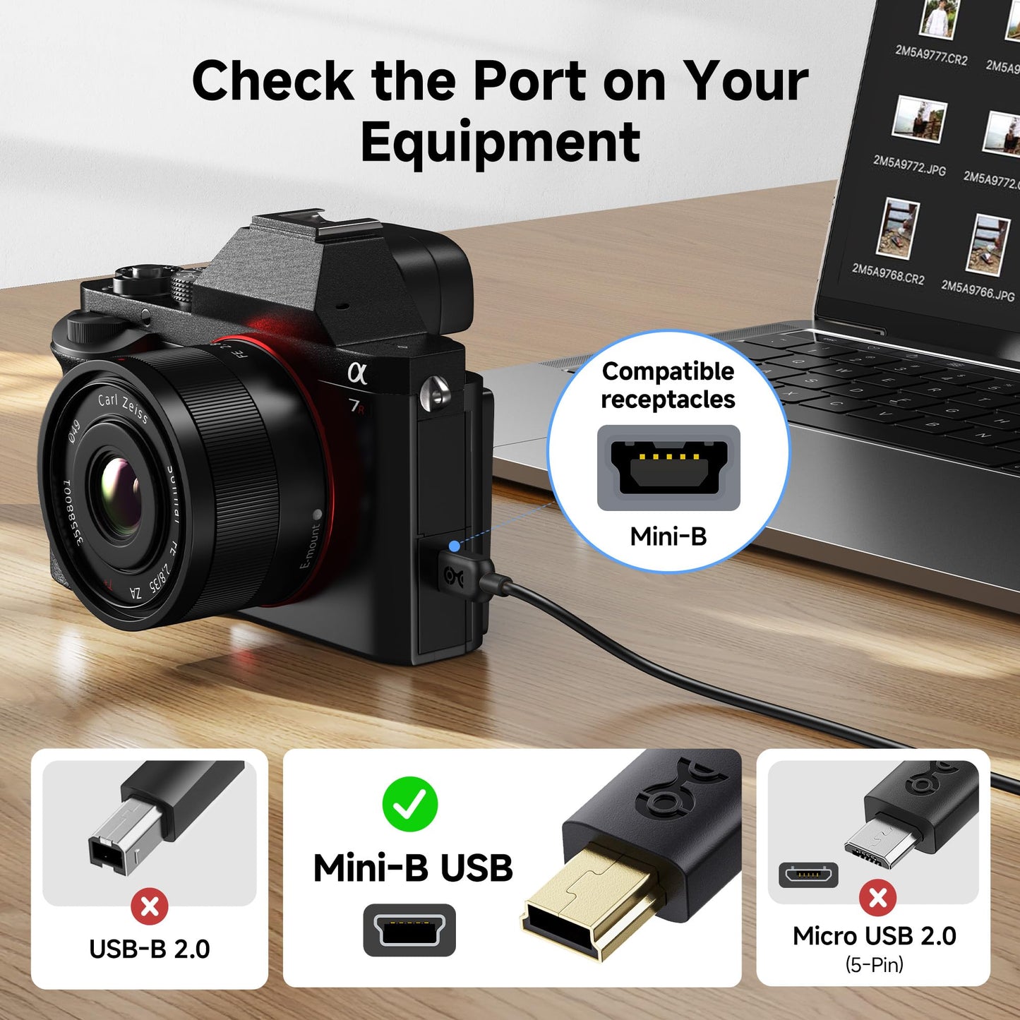 Cable Matters Mini USB to USB C Cable - 3.3ft, 480Mbps Data, 15W Charging, USBC to MiniUSB Cable for Game Controller, Camera, GPS, Dash Cam, Black