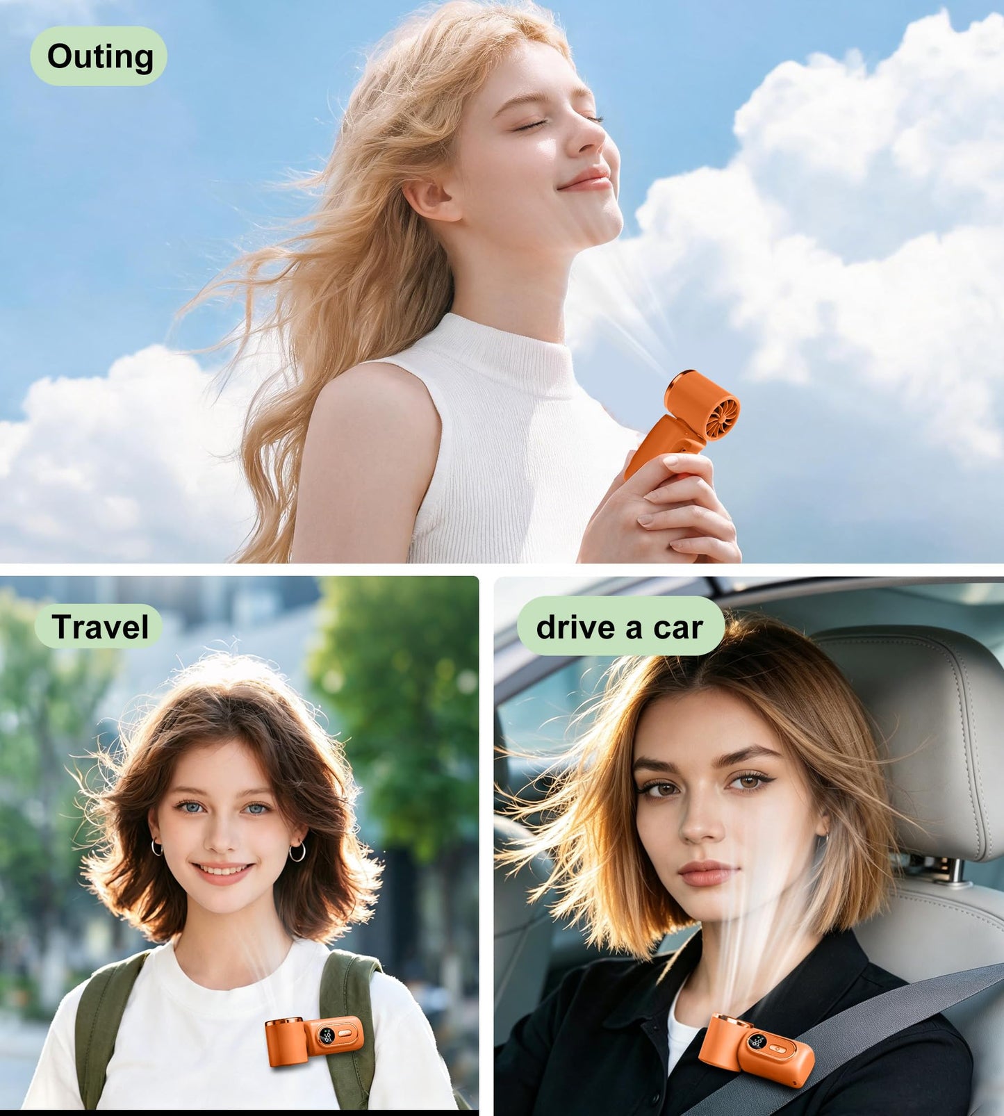 YZWTD Portable handheld small fan with built-in fixed clips