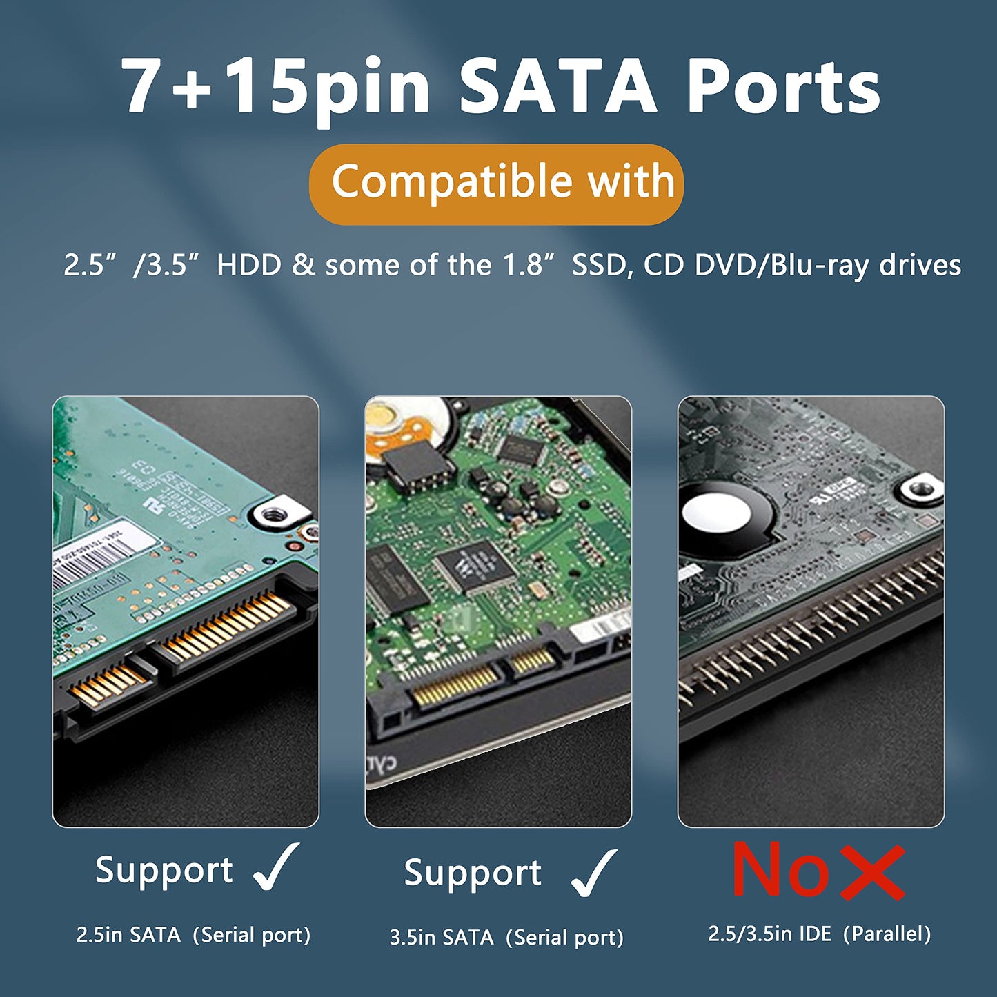 GELRHONR 22Pin SATA Power Extension Cable,22 Pin?7+15? Sata Male to Female Data and Power Combo Extension Cable with Locking Latch,for HDD,SSD,Optical