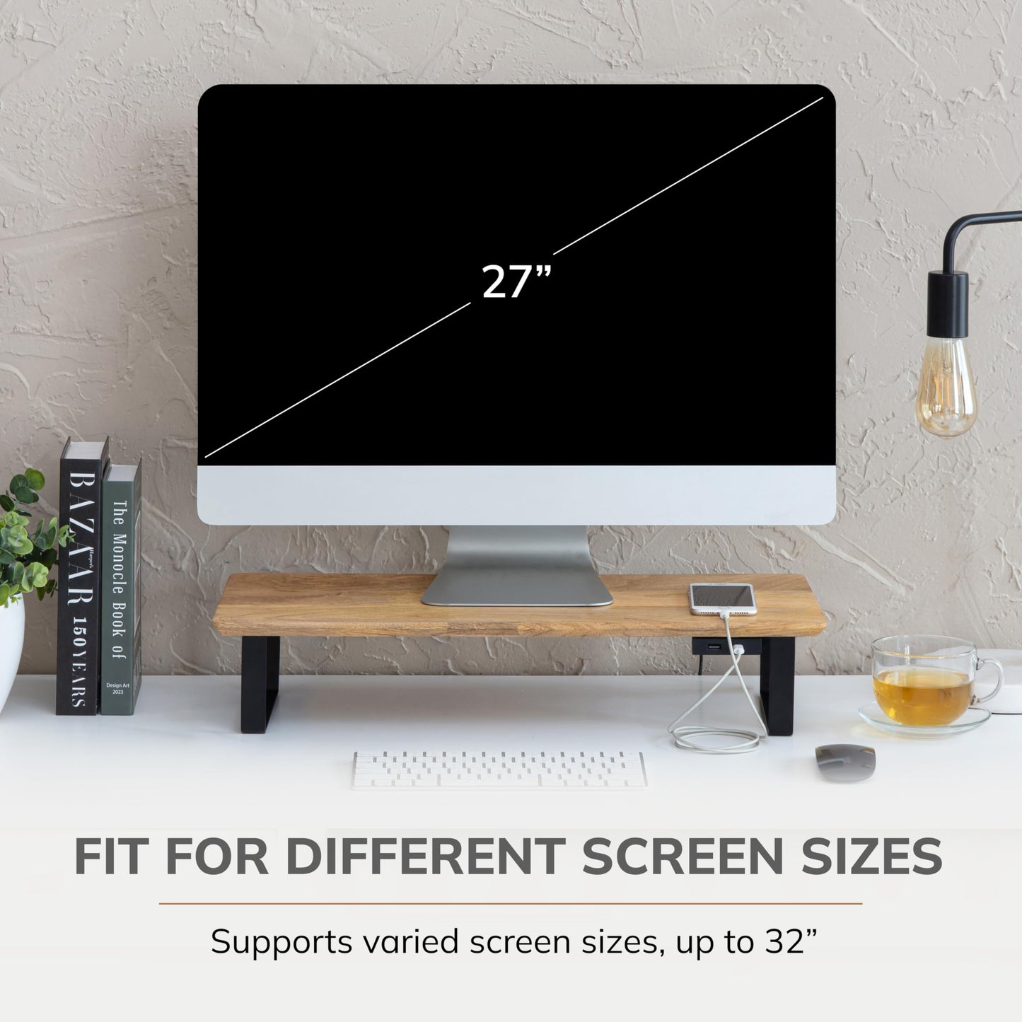 Anji Mountain Monitor Stand - Desktop Organizer & Laptop Riser, Ergonomic Monitor Riser, Space-Saving Monitor Stand for Desk, Durable Construction