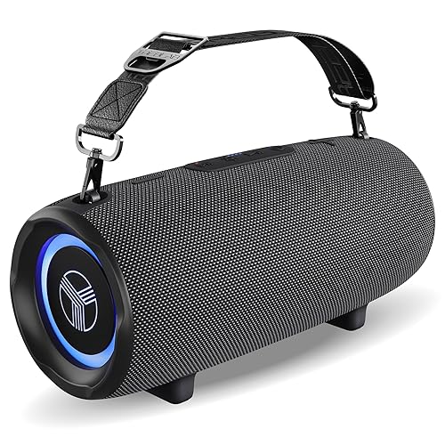 TREBLAB HD-Max - Large Bluetooth Speaker, Loud 60W Stereo Sound, Powerful Bass, 20H Battery, IPX7 Waterproof, Powerbank, USB-C, RGB Lights, Portable