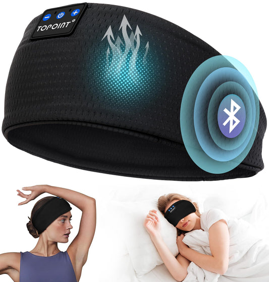 TOPOINT Sleep Headphones Headband Bluetooth 5.4, Sports Headband Earphones Sleeping Bluetooth Wireless with USB C for Women Men Sports Gifts Workout…