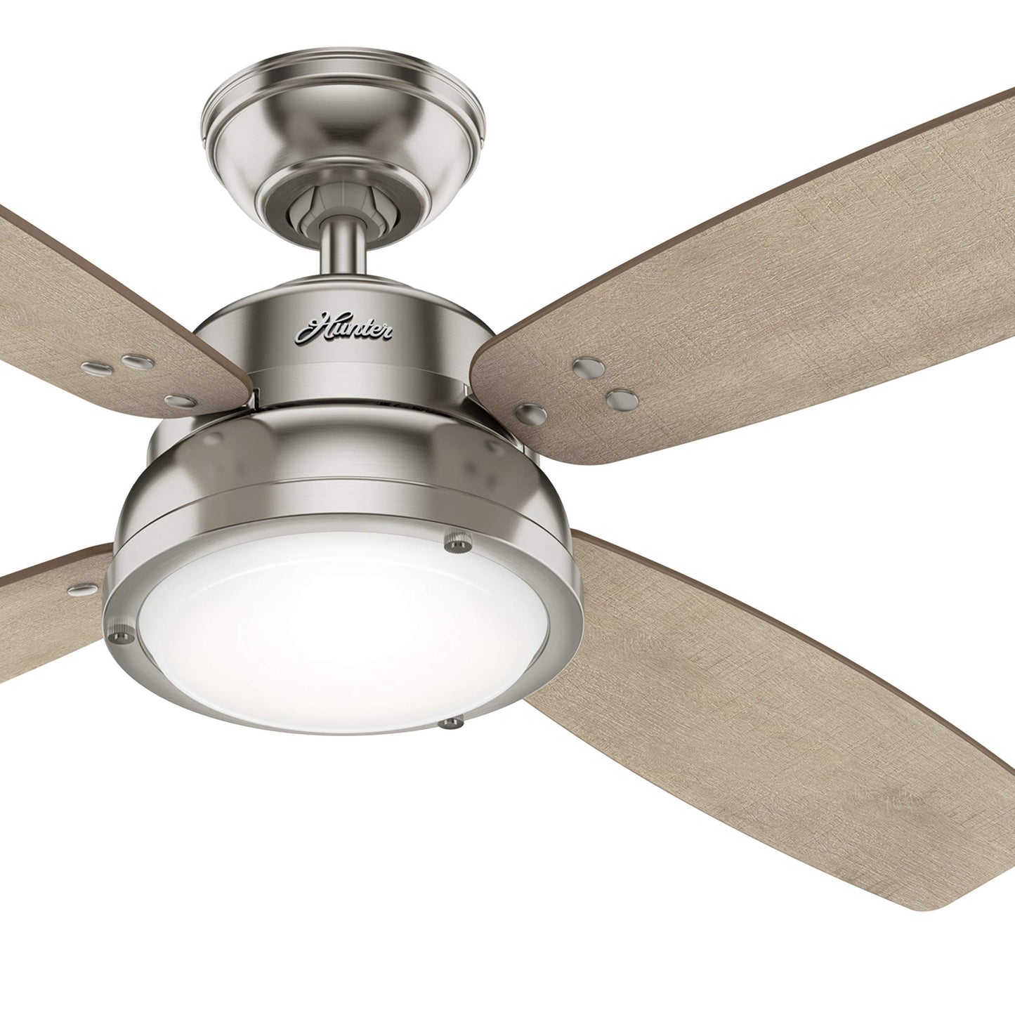 Hunter Fan 52 inch Casual Brushed Nickel Indoor Ceiling Fan with Light Kit and Remote Control (Renewed)