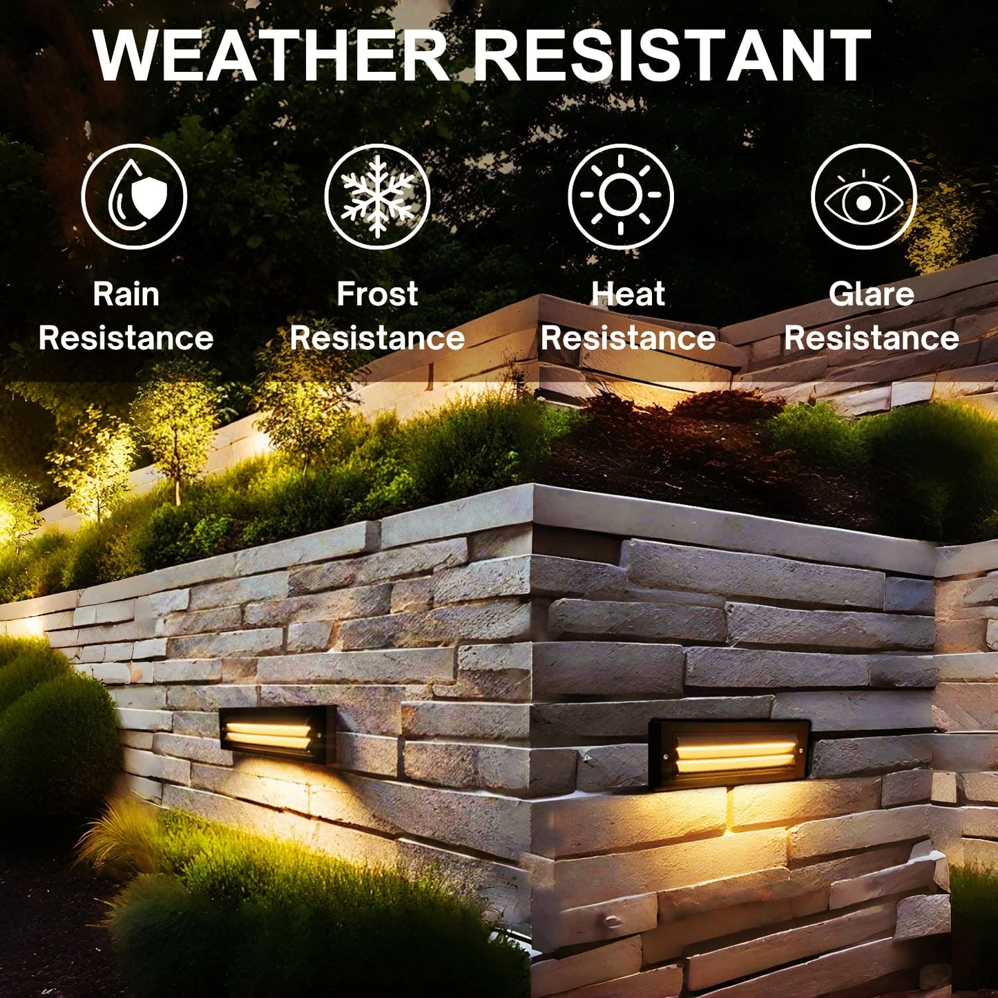 ZONK 110V-240V LED Outdoor Indoor Stair Step Lights, 6W IP65 Waterproof 3000K Non-dimmable Deck Retaining Wall Lights for House, Garden,Garage, Pack
