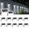 SOLPEX Solar Fence Lights, 12 Pack Solar Powered Deck Lights Outdoor Waterproof,4 LEDs Solar Step Lighting for Stair Stairway Patio Porch Pathway
