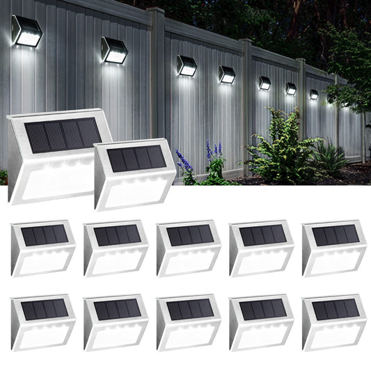 SOLPEX Solar Fence Lights, 12 Pack Solar Powered Deck Lights Outdoor Waterproof,4 LEDs Solar Step Lighting for Stair Stairway Patio Porch Pathway