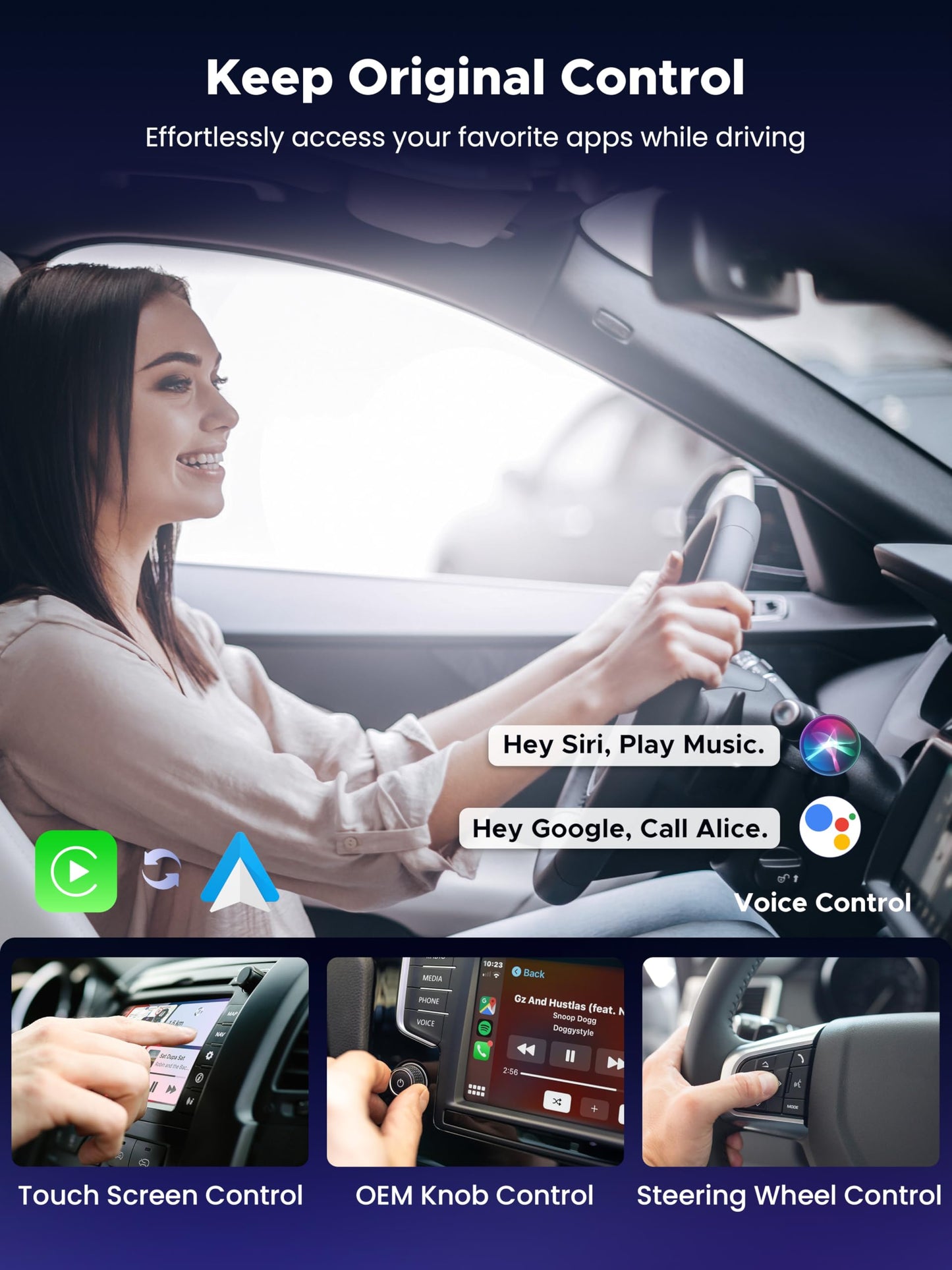 3-in-1 Wireless CarPlay Adapter, 2026 Upgraded Car TV Mate Pro Max [Metal & Glass Case] Convert Wired to Wireless Apple Car Play/Android Auto or HDMI