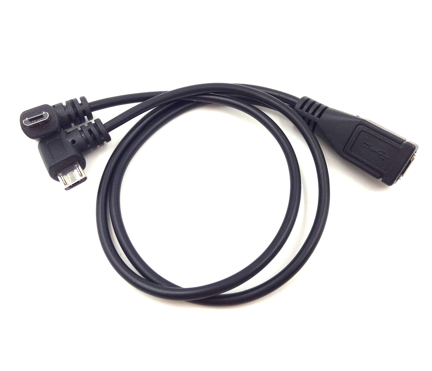 Wpeng Qaoquda Micro USB 1 to 2 Y Splitter Cable, 1Feet Micro USB Female to Dual Male 90 Degree Angle Converter High Speed Charging Cable (Micro 1F/2M)