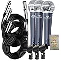 Fat Toad Vocal Microphones (Live ResponsePRO Edition) 3-Pack - Cardioid Dynamic Handheld Mics with Clips & 20ft XLR Cables for Studio, DJ & Karaoke
