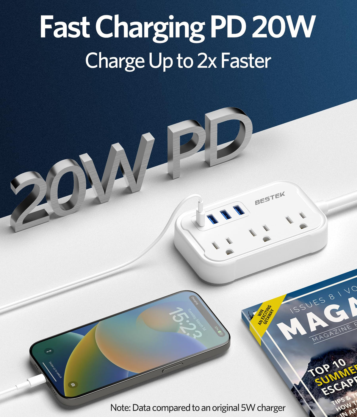 European Travel Plug Adapter - US to Europe Plug Adapter with 3 AC Outlets and 4 USB(1 PD20W) Type E/F - International Travel Adapter for USA…