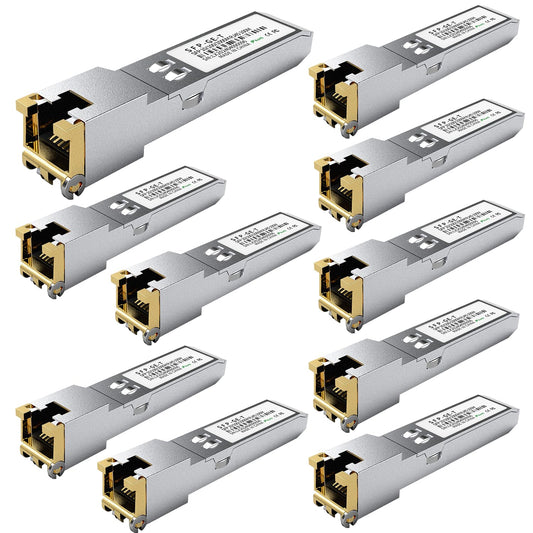 10PCS SFP to RJ45 Copper Module, 1000Base-T Gigabit Ethernet Transceiver - Compatible with Cisco, Meraki, Ubiquiti, D-Link, TP-Link, Supermicro