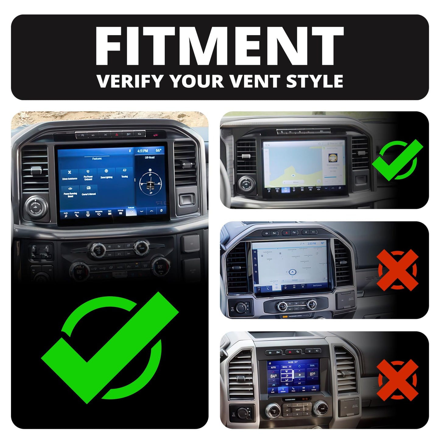 Tackform Link Vent Mount Magnetic Phone Holder - Compatible with 2021-2025 Ford F150 & Raptor, 2023-2025 Ford Super Duty | Aluminum | 2" Arm | Black |