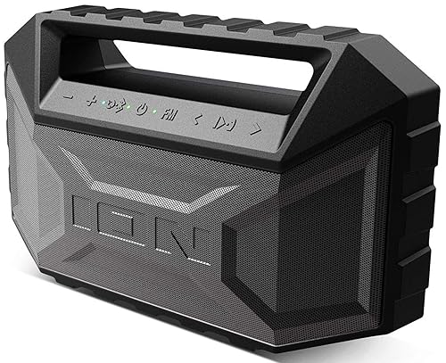 ION AQUABOOM MAX - Waterproof Bluetooth Speaker Mudproof/Sandproof Stereo Boombox and FM Radio (Renewed) (Single Pack)