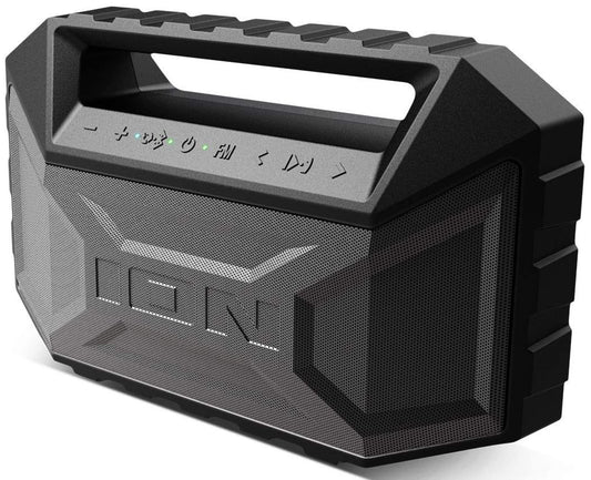 ION AQUABOOM MAX - Waterproof Bluetooth Speaker Mudproof/Sandproof Stereo Boombox and FM Radio (Renewed) (Single Pack)