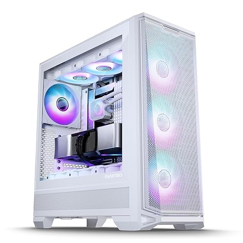 Phanteks Eclipse G400A ATX Mid-Tower Computer Case, PC Case with Tempered Glass Side Panel, RGB Gaming Chassis, 4 x 140mm Fans Pre-Installed (White)