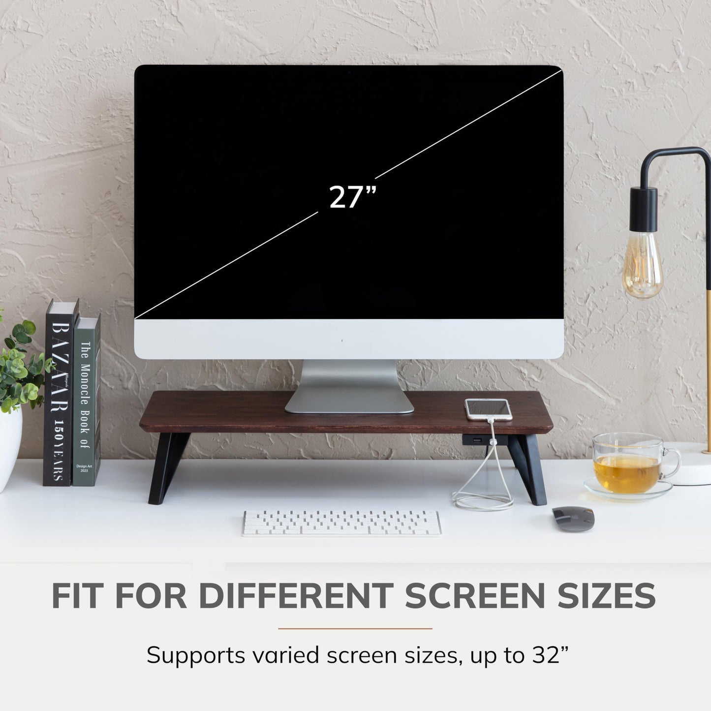 Anji Mountain Monitor Stand - Desktop Organizer & Laptop Riser, Ergonomic Monitor Riser, Space-Saving Monitor Stand for Desk, Durable Construction