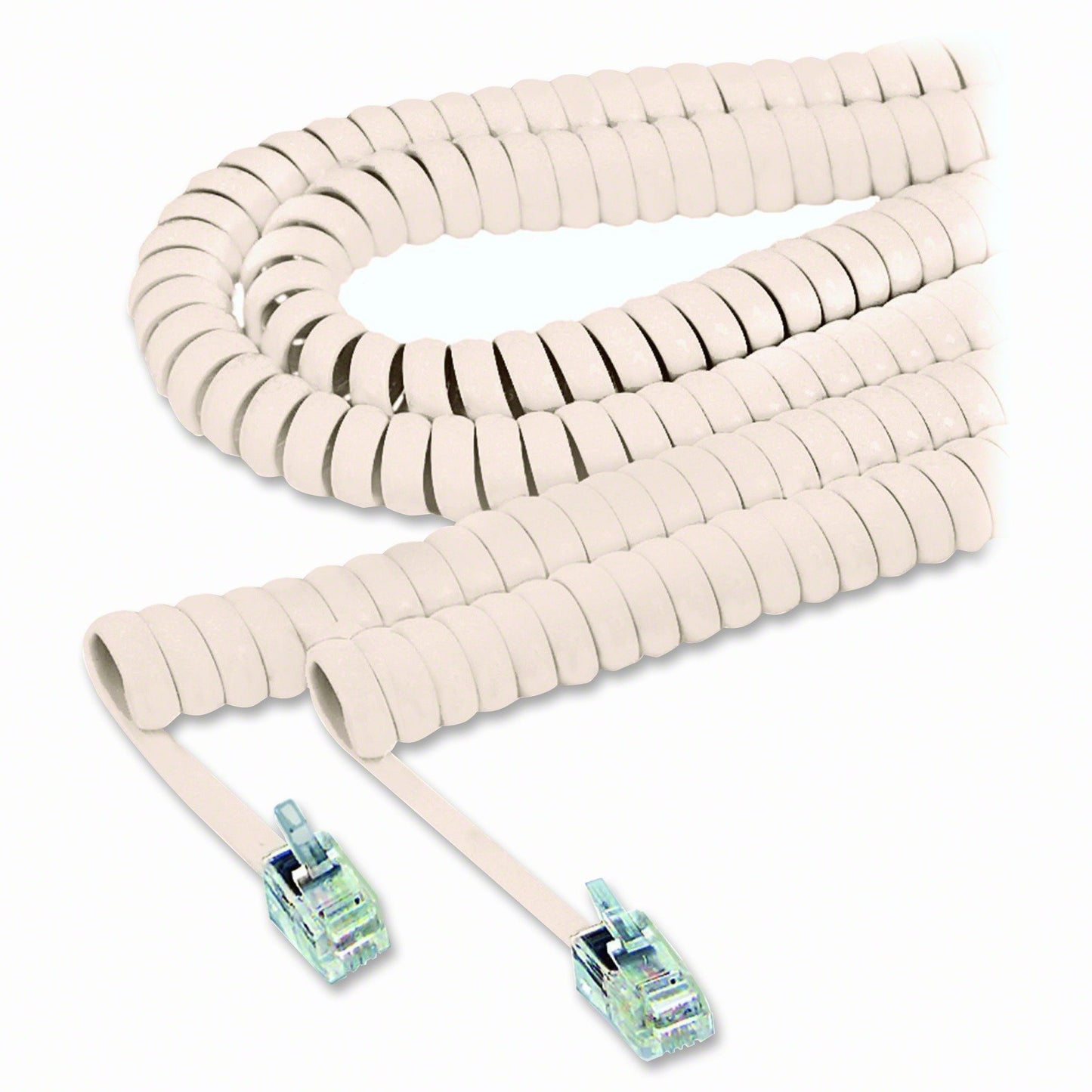 SOFTALK 42260 Coiled Phone Cord, Plug/Plug, 25 ft, Beige